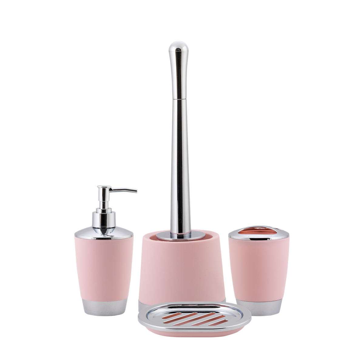Туалетный набор "альма" ерш с подставкой, пласт. (розовый) (1/6) "swensa" swp-2100pdr-05