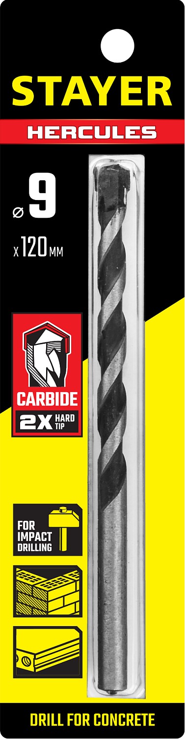 STAYER Hercules, 9 x 120 мм, cверло по бетону, Professional (2915-120-09)