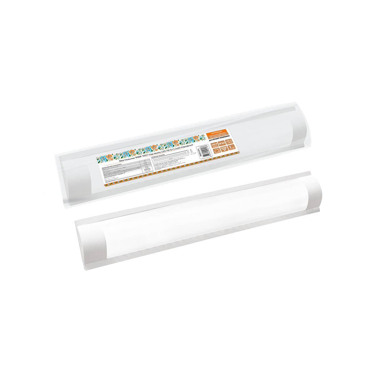 Светильник спо 3017 под лампу led т8/g13, 2 х 60 вт, ip20 (1/14) народный sq0327-0413