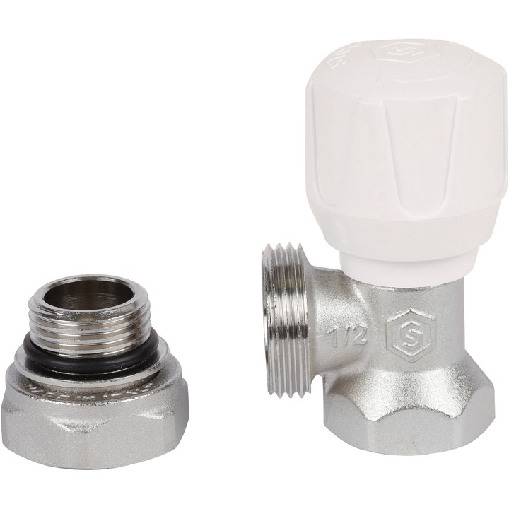 Клапан ручной терморегулирующий 1/2" угловой ВН STOUT с дополнительным уплотнением