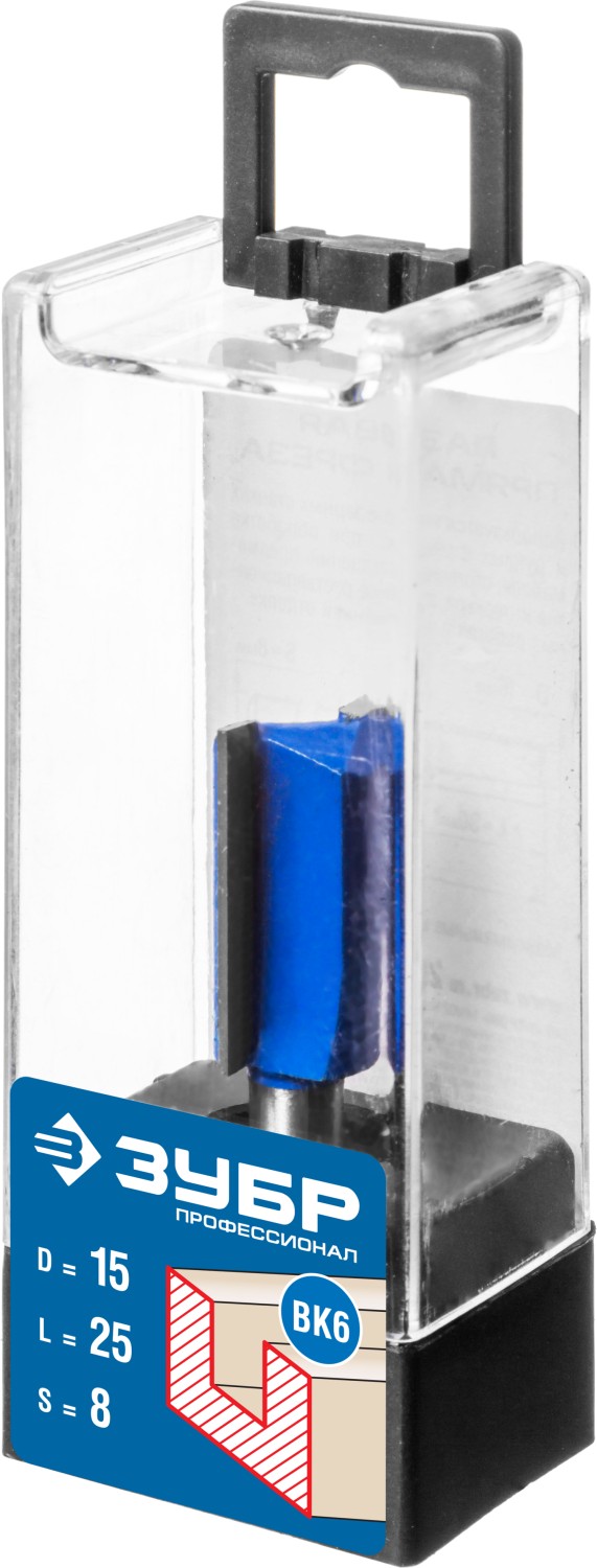 ЗУБР 15 x 25 мм, хвостовик 8 мм, фреза пазовая прямая, Профессионал (28753-15-25)