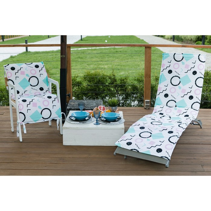 Подушка на уличное кресло "квадраты" 50*100 см (1/8) "этель" 4264651