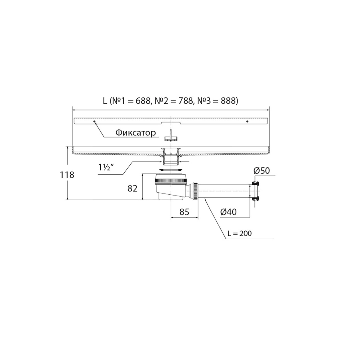 Трап лоток для душа (овал. профиль + круглый сифон) l 680 мм (1) "вирпласт"