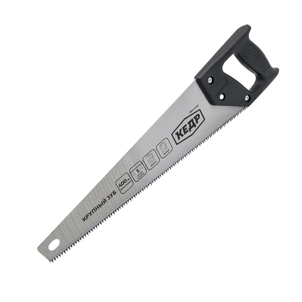 Ножовка по дереву универсал. 400 мм крупный зуб (1/12/48) "кедр"  086-5400