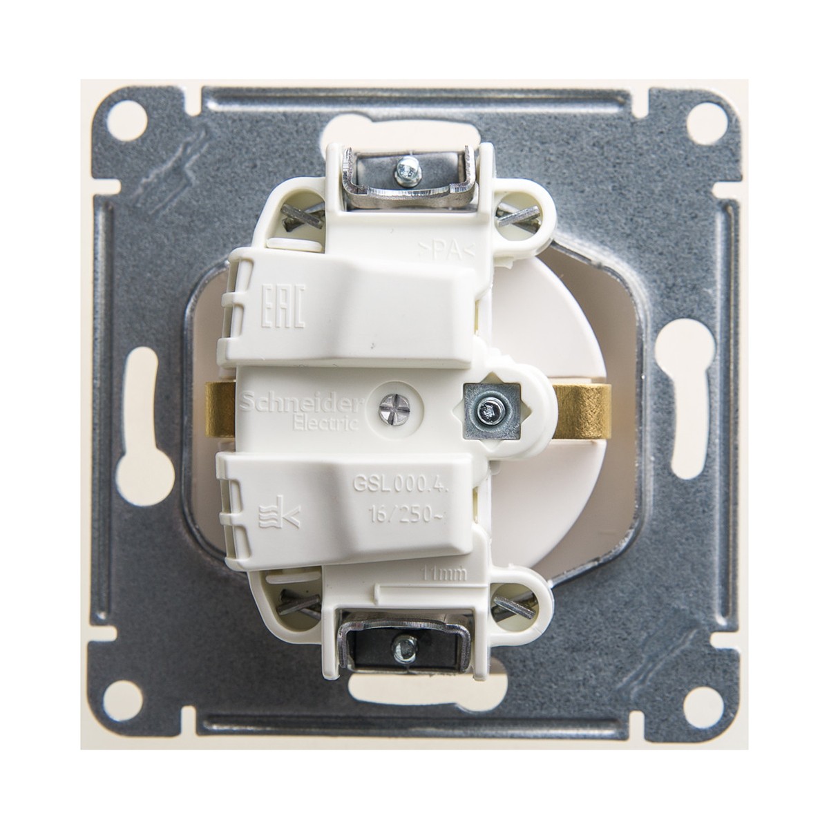 Розетка "glossa" 1 местн. с заземл, с шторками (механизм) 16а, перламутр (1/20/160) "schneider"