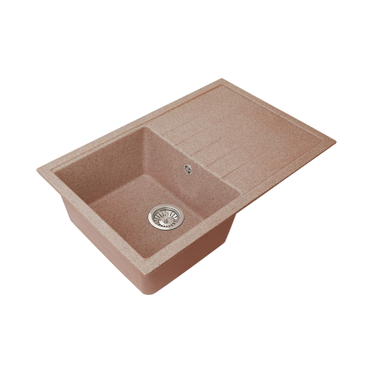 Мойка для кухни врезная искуств. камень gs-76-307 с крылом 760*500 мм терракот "granstones"