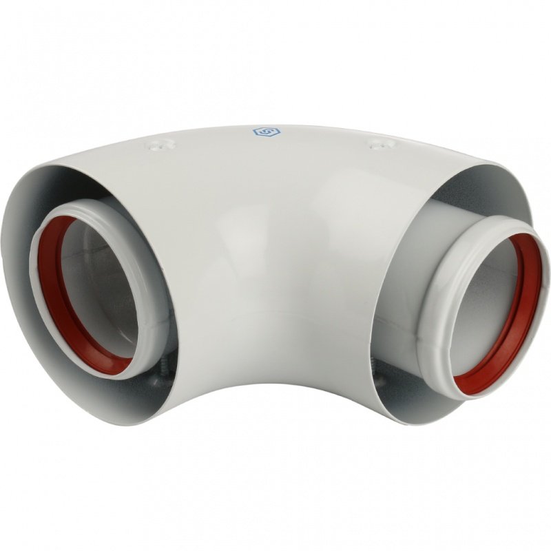 Адаптер угловой 60 х 100 коаксиальный, для котлов (совместим с BAXI, VIESSMANN) STOUT