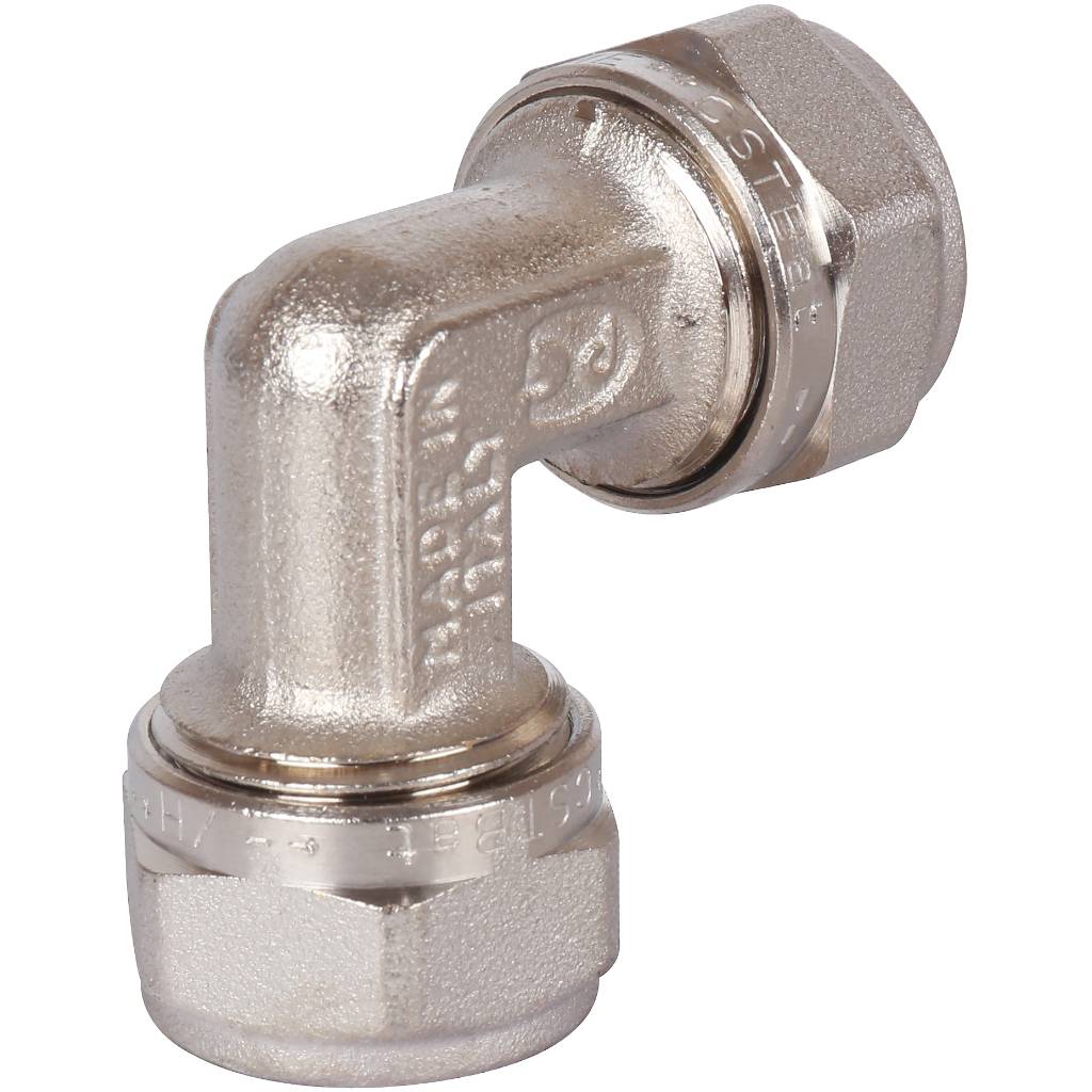 Угол 90° равнопроходной 16 х 16 мм. под обжим TIEMME для металлопластиковых труб