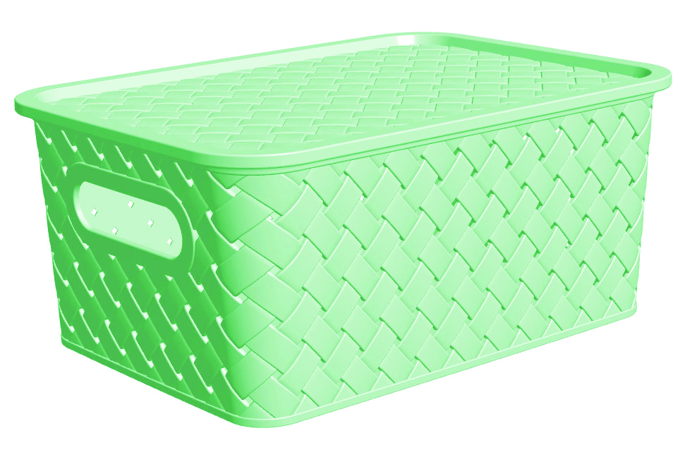 Корзина для хранения с крышкой "береста"  7,5 л  35*24,5*10,5 см (шалфей) (1/12) "виолет"