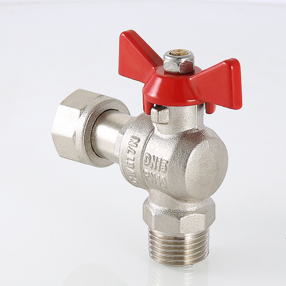 Кран шаровый угловой с накидной гайкой 1" x 1" ВН бабочка VALTEC