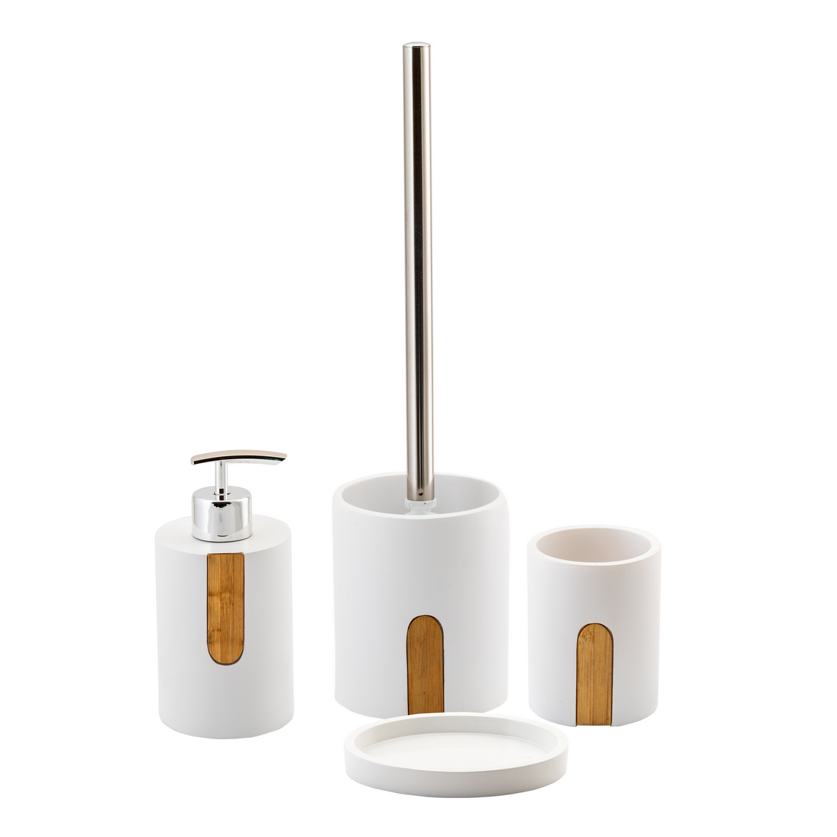 Стакан для ванной комнаты "siam" полирезина/бамбук (белый) (1/12) "swensa" swt-5600c