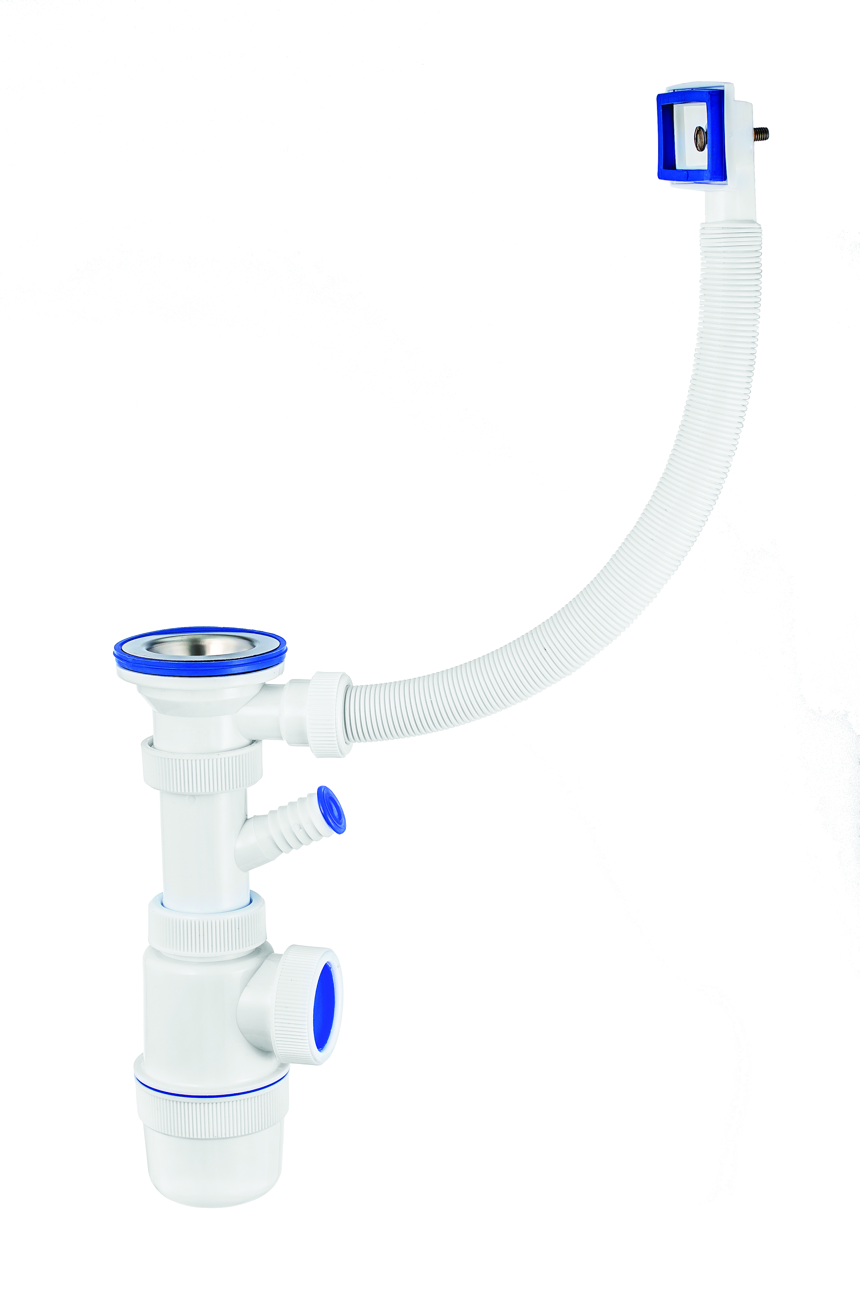 Сифон "элит" с нерж. чашкой 70 мм с отводом и переливом (1/40) "вирпласт"