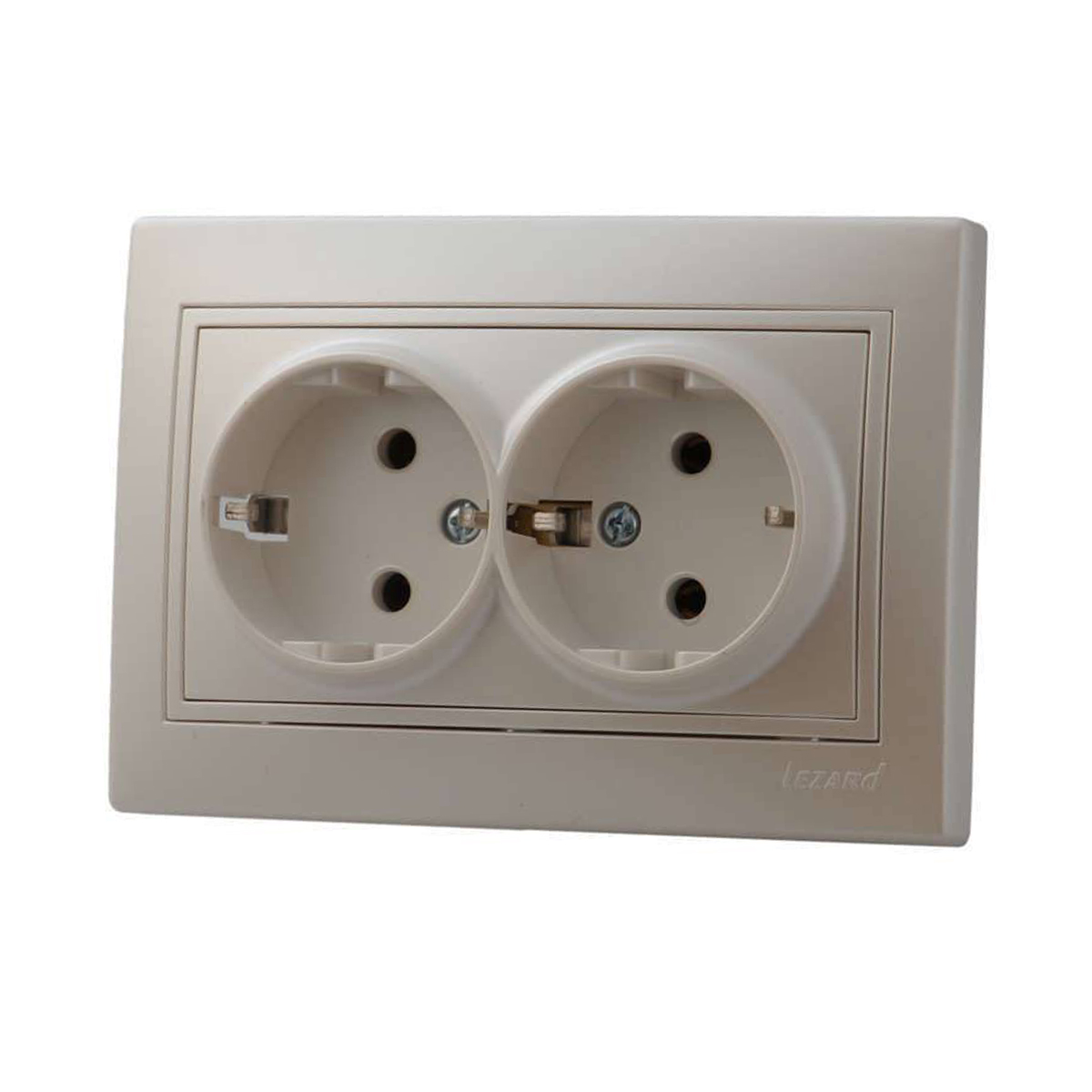 Розетка "mira" 2-х местн. с заземл. (керамика) жемчужно-белый (1/10/120) "lezard" 701-3030-127