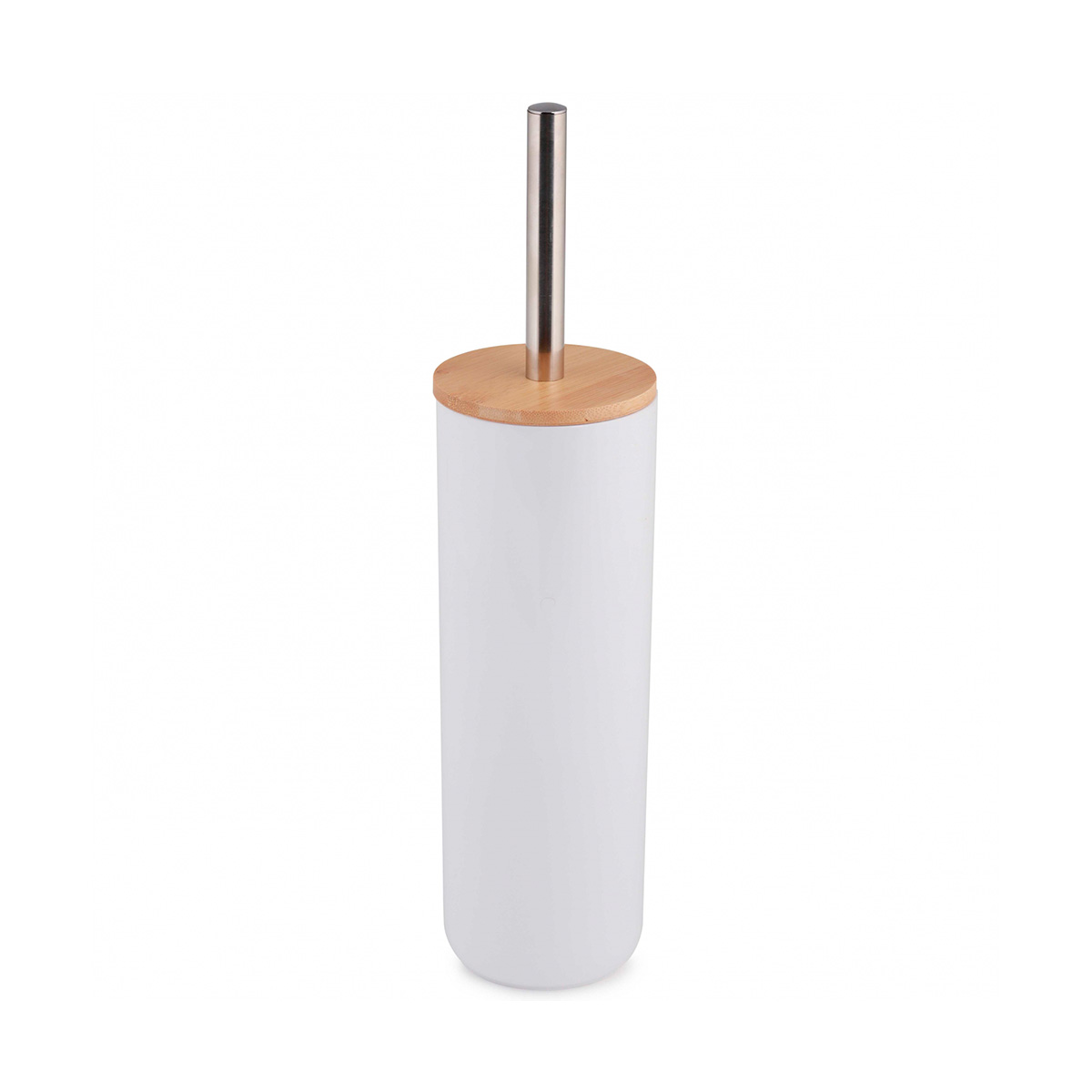 Туалетный набор "бамбук" ерш с высокой подставкой (белый) (1/20) "альтернатива" м8064