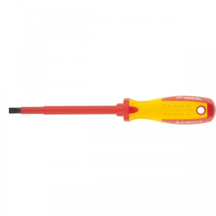 Отвертка Insulated, SL5.5 x 125 мм, CrMo, до 1000 В, двухкомпонентная рукоятка Matrix Professional (12918)