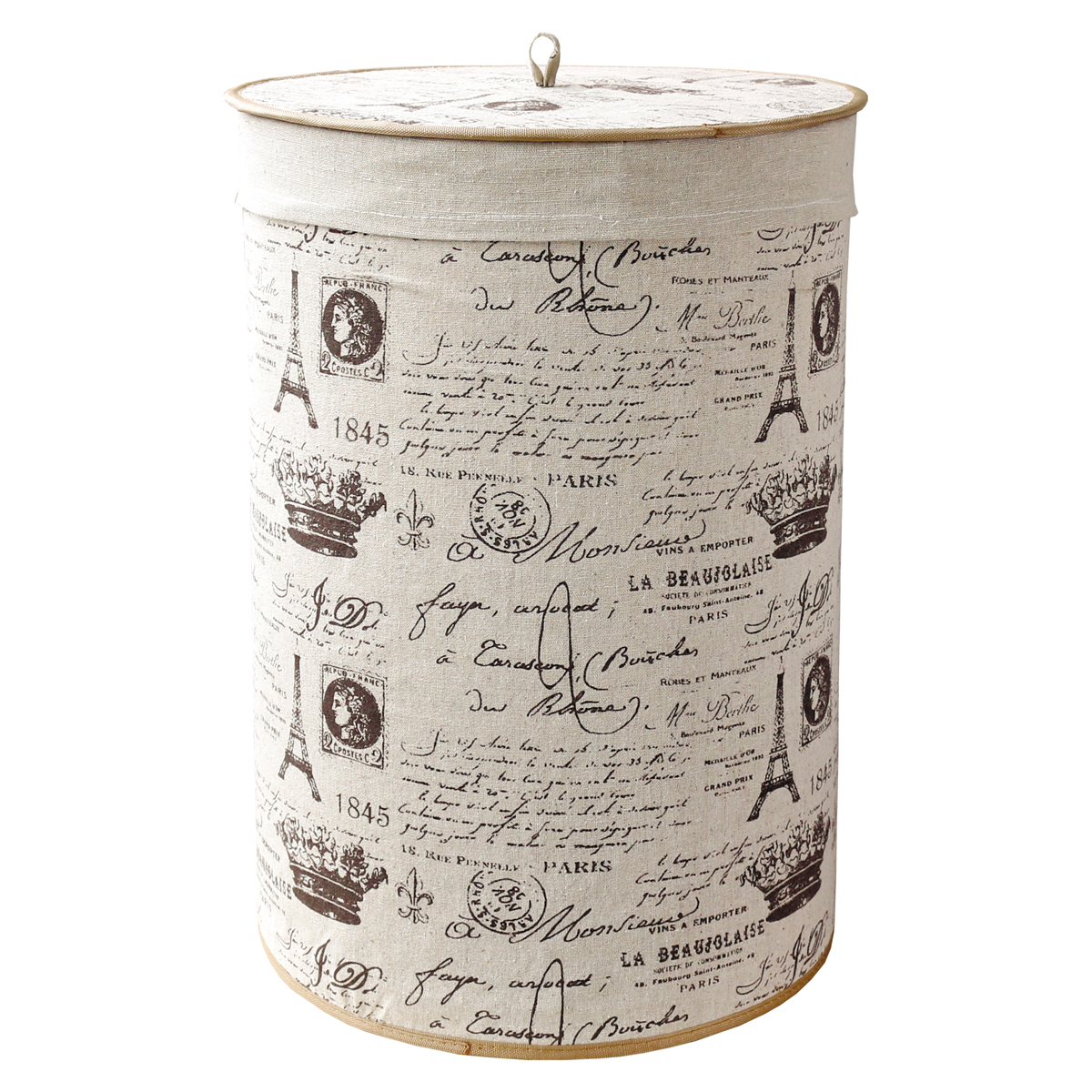 Корзина для белья круглая blb-08-r  d=33 см н=50 см бамбук, лен (1/12) "рыжий кот"