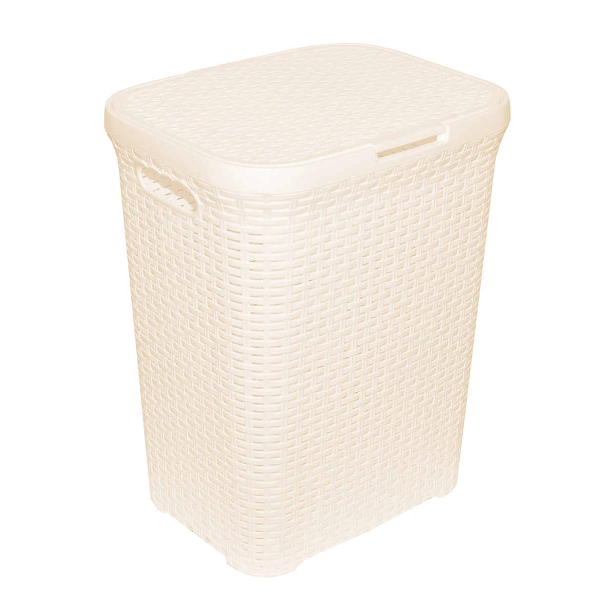 Корзина для белья прямоуг. 60 л "ротанг" (слоновая кость) с крышкой (1/8) "виолет"