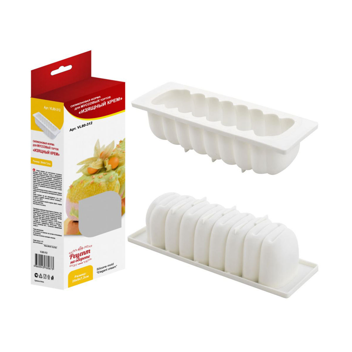 Форма для выпечки силикон. "изящный крем" 29*9*7 см (1/4/48) "мультидом" vl80-312