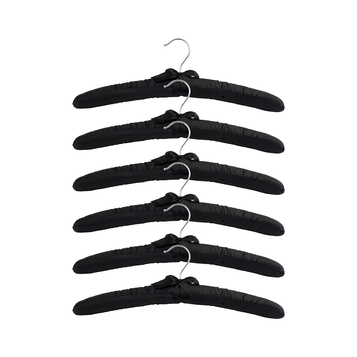 Вешалки для одежды мягкие тканевые (6 шт.) черные (1/20) "valiant" 7060bs6