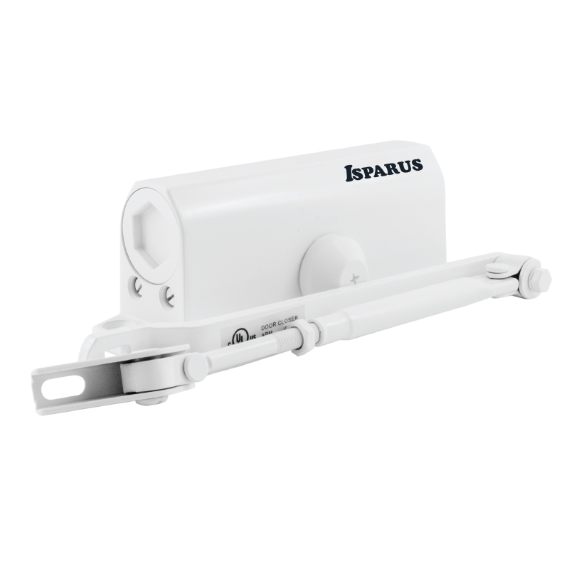 Доводчик дверной  430 isparus  белый (масса двери 50-110 кг) (1/10) "нора-м"