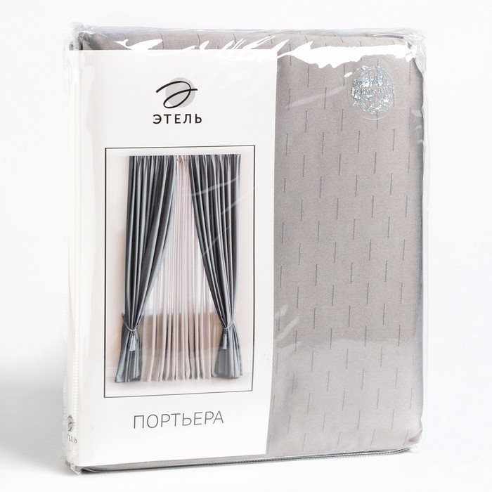 Штора "штрихи" 145*265 см на ленте, серый (1/14) "этель" 5800385