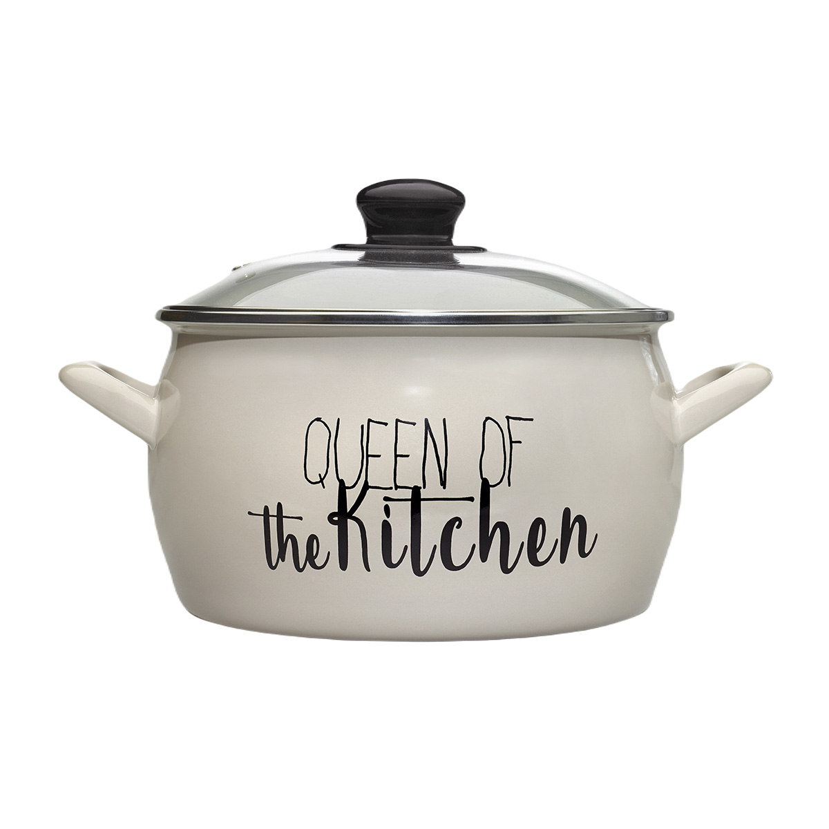 Кастрюля эмалиров. "queen of kitchen" 5,4 л, 22 см стекл. крышка (1/4) "metrot"