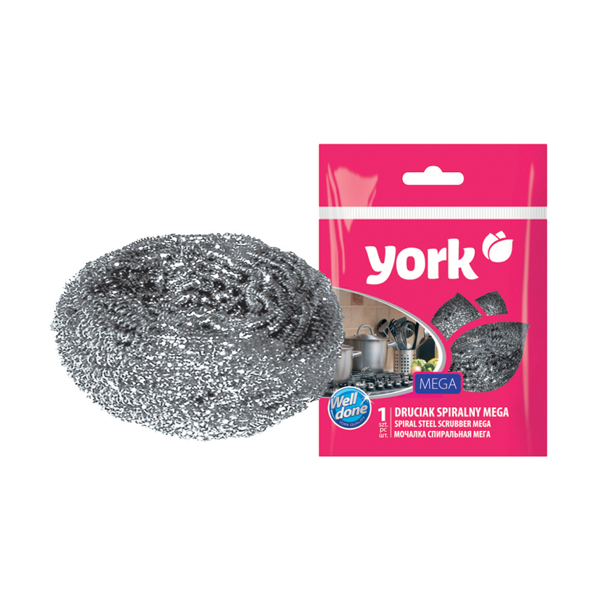 Мочалка для посуды нержав. спираль "мега" (1/80) "york"