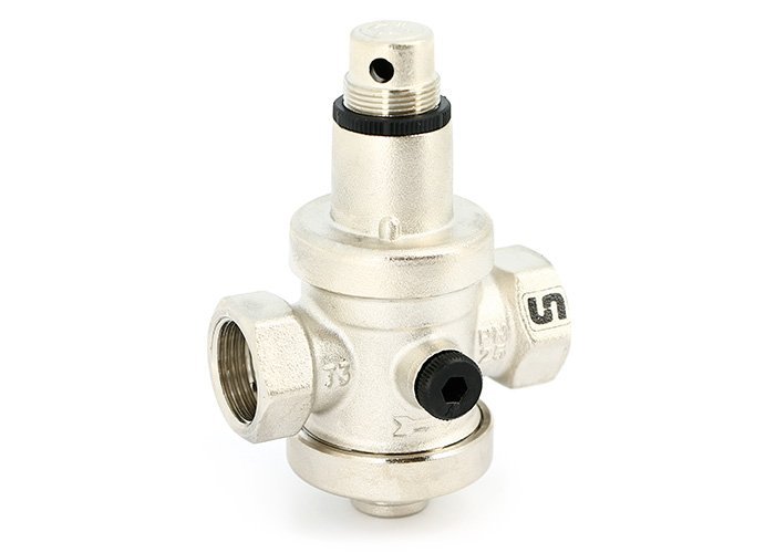 Редуктор давления UNI-FITT 2" никель полный проход с 2-мя отверстиями под манометр