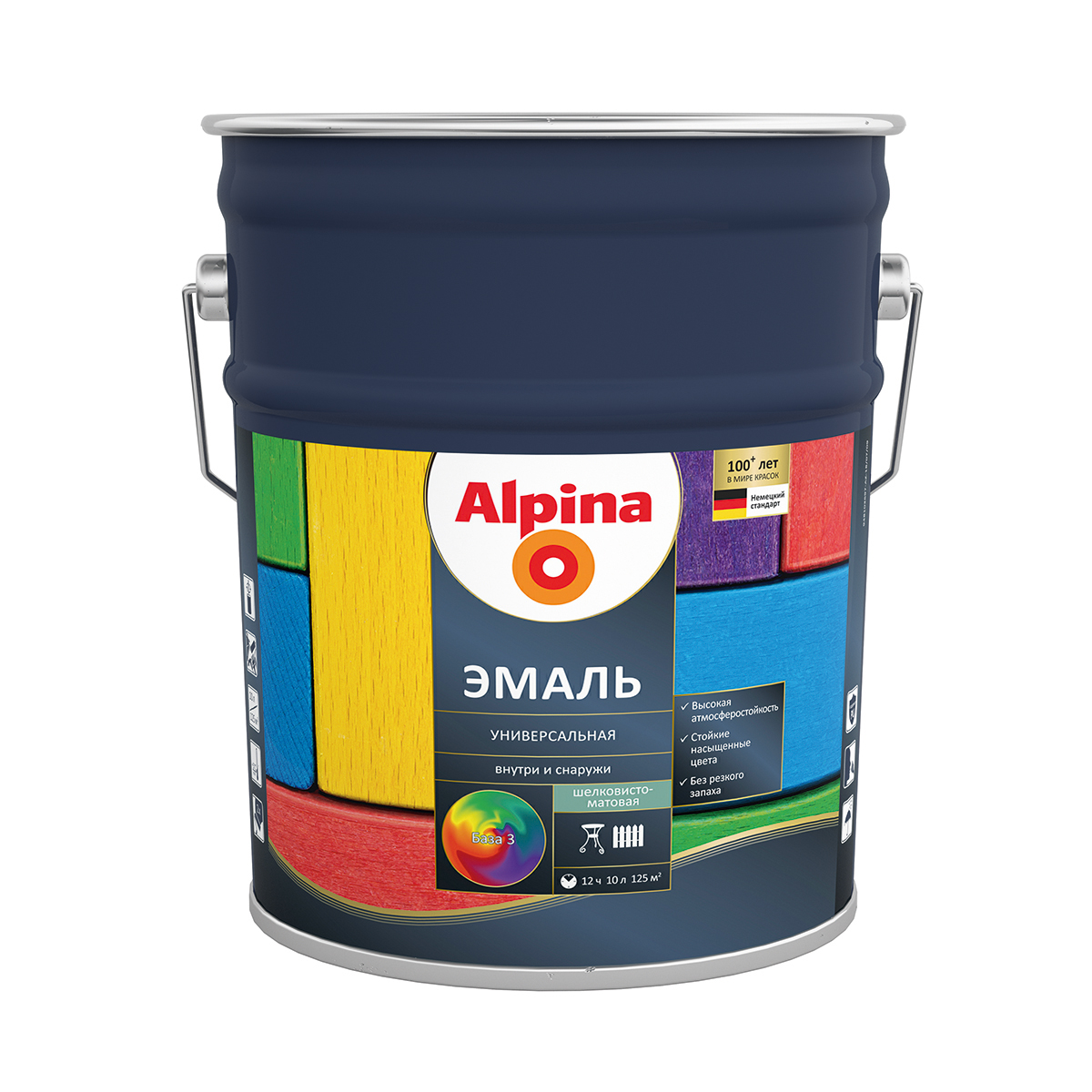 Эмаль алкидная универс. шелковисто-матовая база 3 (бесцветная) 8,5 л (1) "alpina"
