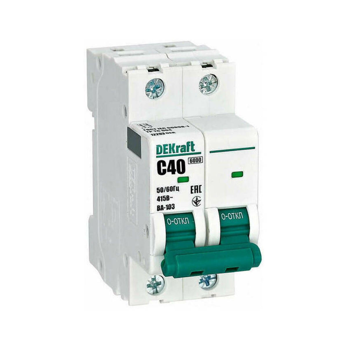 Выключатель автомат. ва-103 2р 40а 6ка тип с (1/6/72) "dekraft"