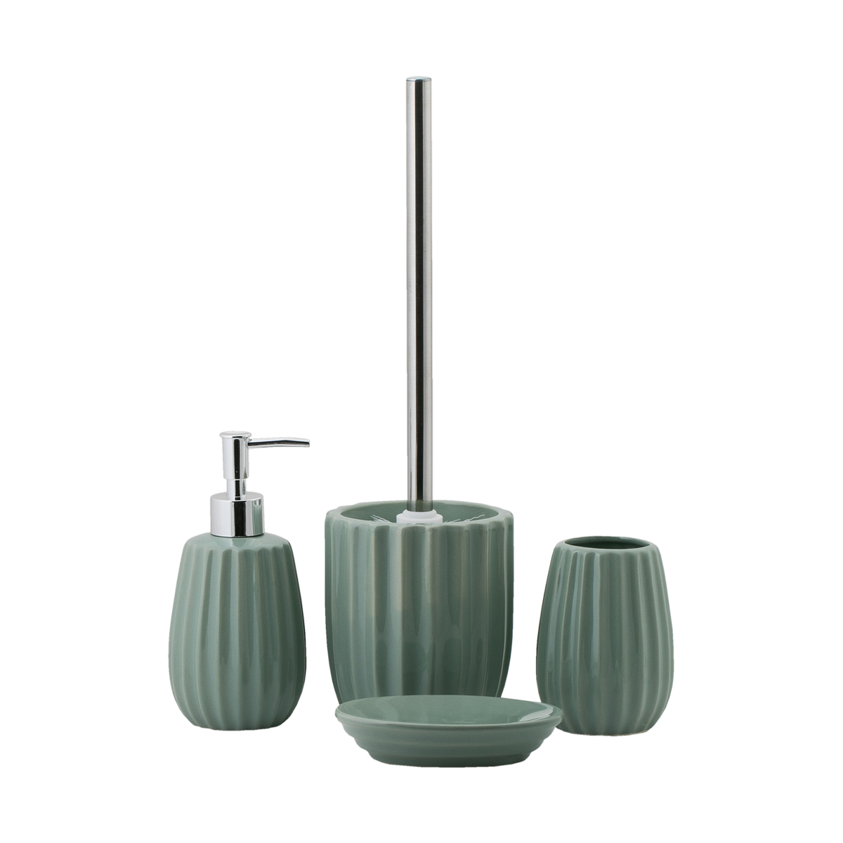 Туалетный набор "roya" ерш с подставкой, керамика (зеленый) (1/6) "swensa" swtk-8054grn-e