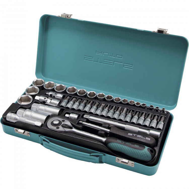 Набор торцевых головок с трещоткой, 1/4 и 3/8, 44 предмета Stels (13575)