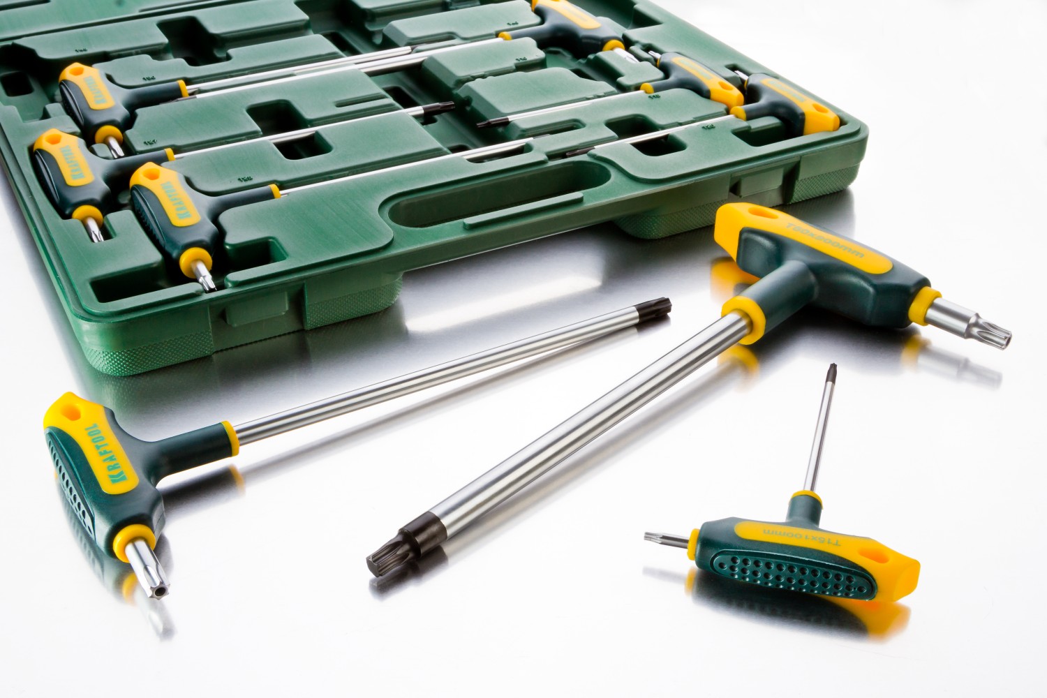 Набор KRAFTOOL Ключи ″INDUSTRIE″ имбусовые,Cr-Mo(S2),Т-образные,эргоном двухкомп рукоятка,TORX Hole 10-50,9 шт,в боксе