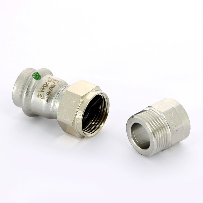 Муфта пресс-В разъёмная 22x1/2" с плоской прокладкой нержавеющая сталь Sanpress Inox VIEGA