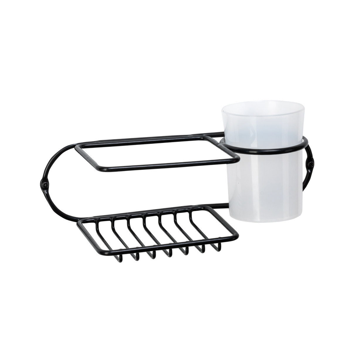 Стакан для ванной комнаты настенный с полкой "trait" (черный) (1/48) "swensa" brw-19009-14