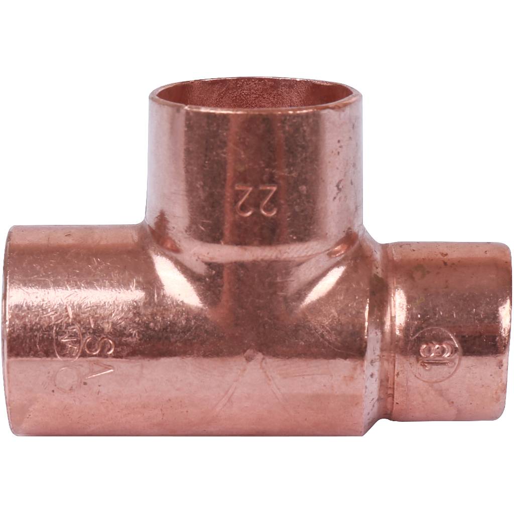 Тройник переходной 22х22х18 мм медный под пайку SANHA 15130222218