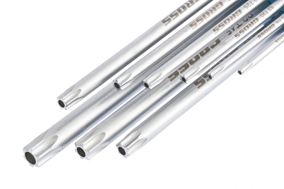 Набор ключей имбусовых Torx -TT, 9 шт: T10-T50, экстра-длинные, S2, сатинированные Gross (16408)