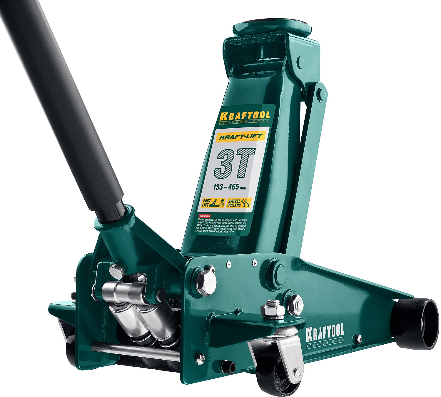 KRAFTOOL KRAFT-LIFT 3т 130-465мм подкатной домкрат с быстрым подъемом для СТО