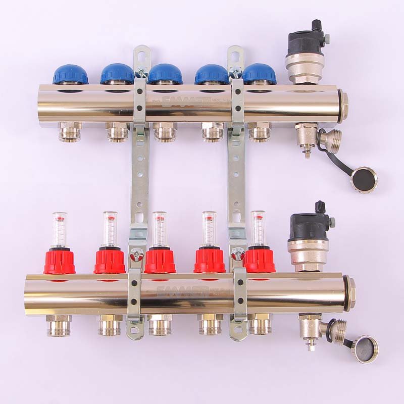 Коллектор 1" x М24 х 19 на 5 выходов EMMETI TOPWAY с расходомерами и вентилями