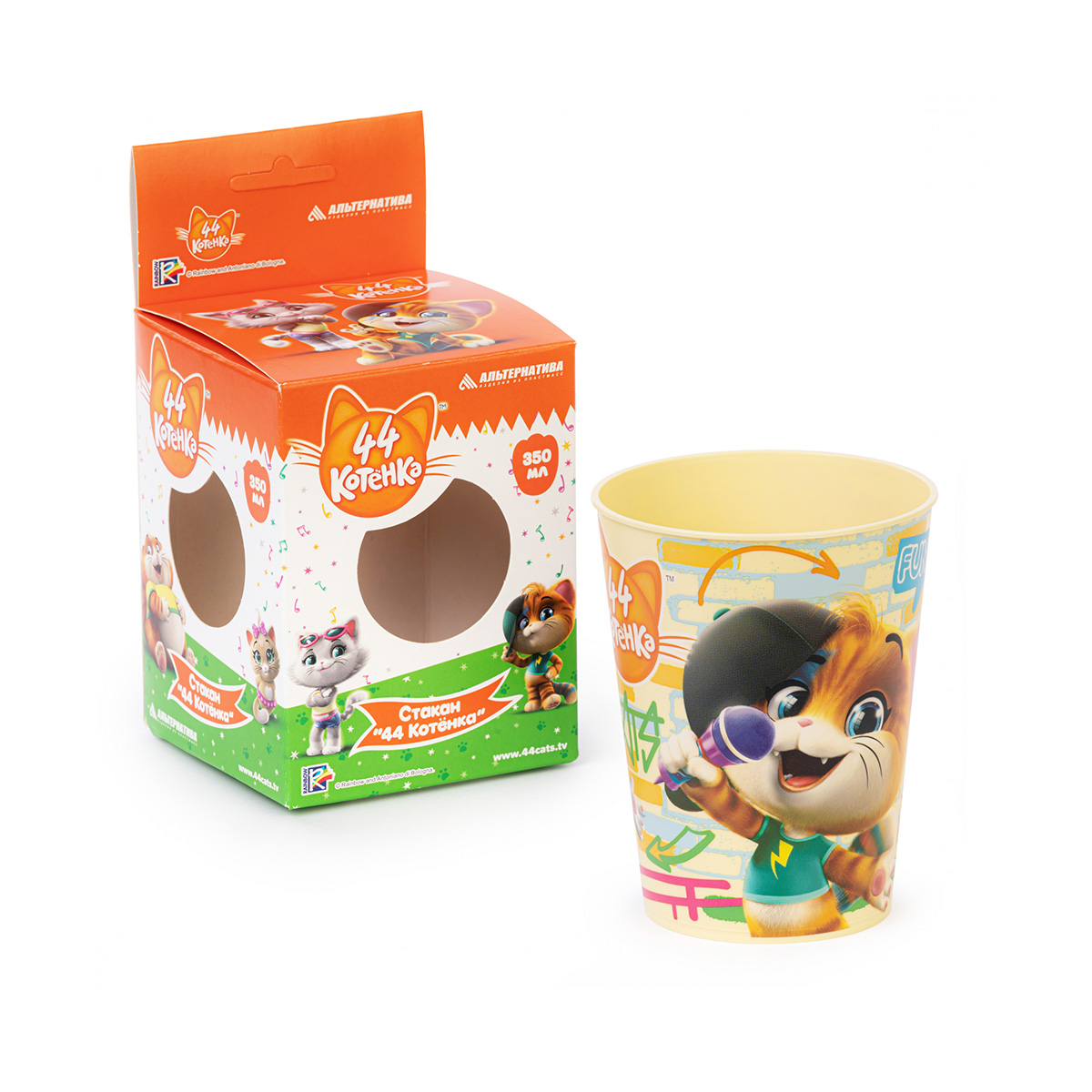Стакан пласт. "44 котёнка" 0,35 л (1/24) "альтернатива"  м7654