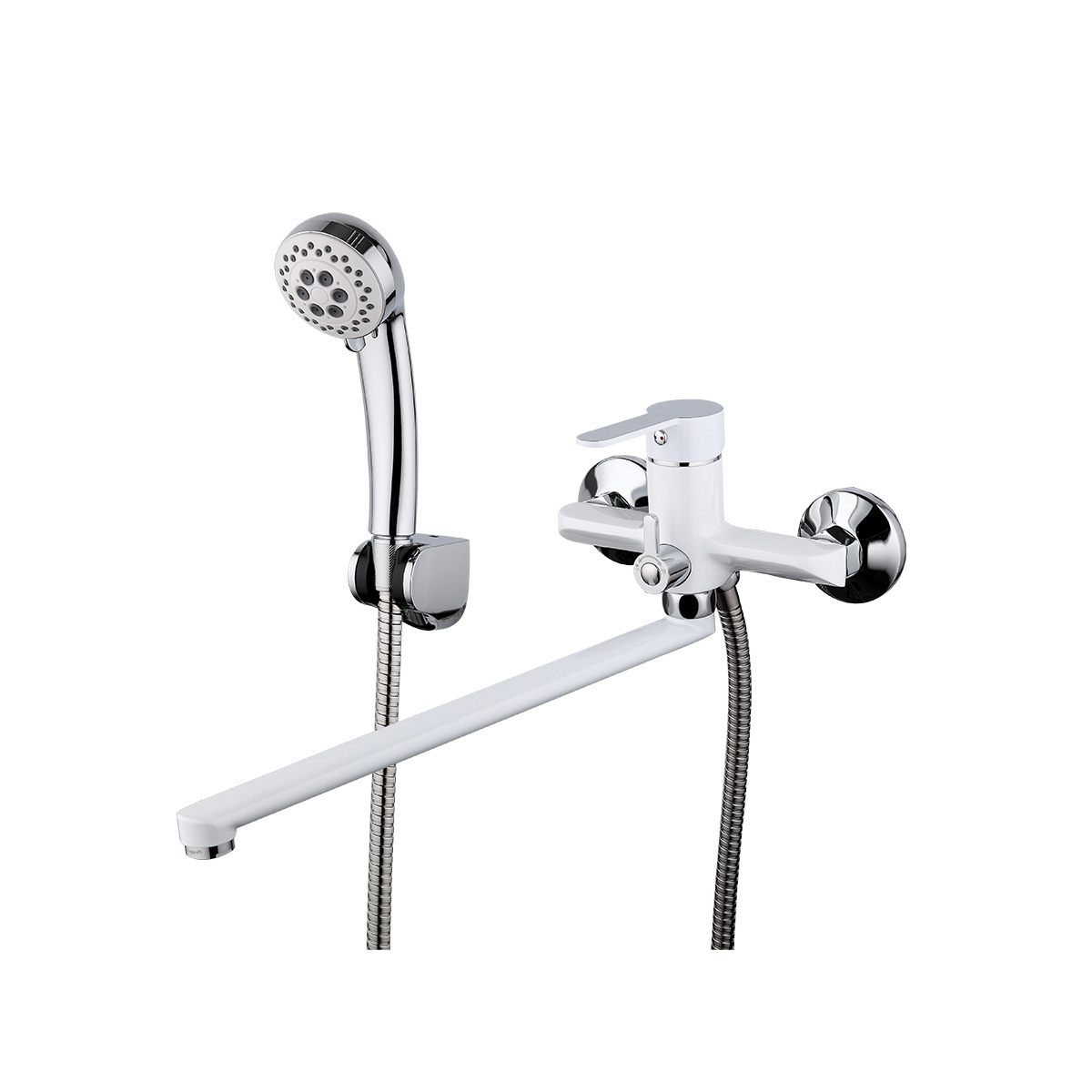 Смеситель для ванн f2241 длинный поворотн. излив, белый/хром (1/10) "frap"