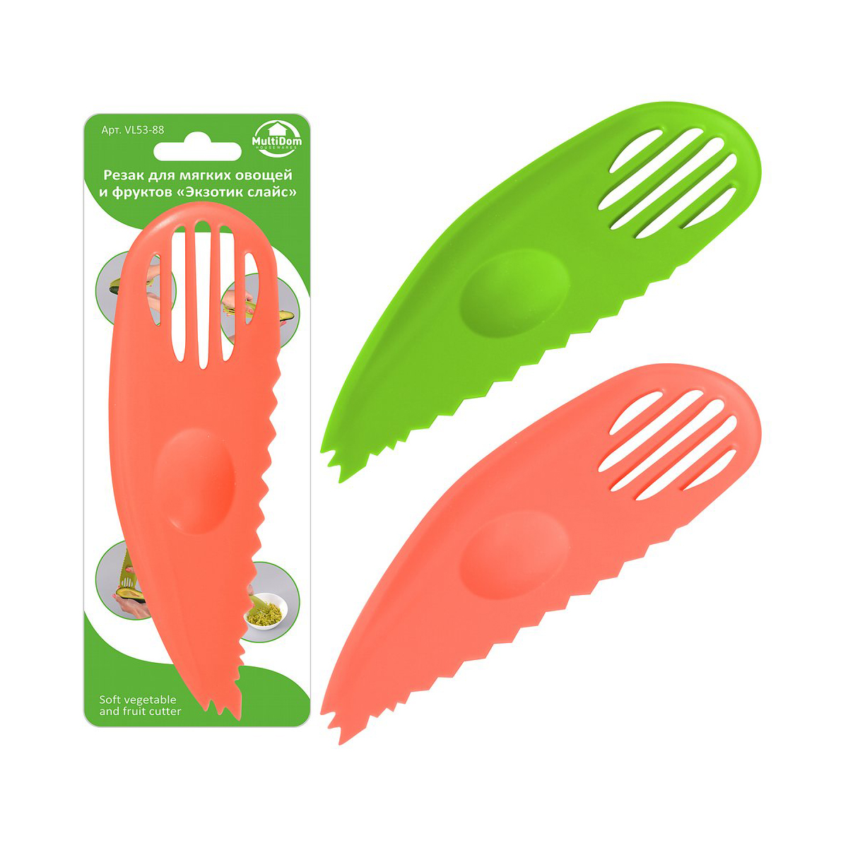 Слайсер для мягких овощей и фруктов "экзотик слайс" пласт. (24/240) "мультидом" vl53-88