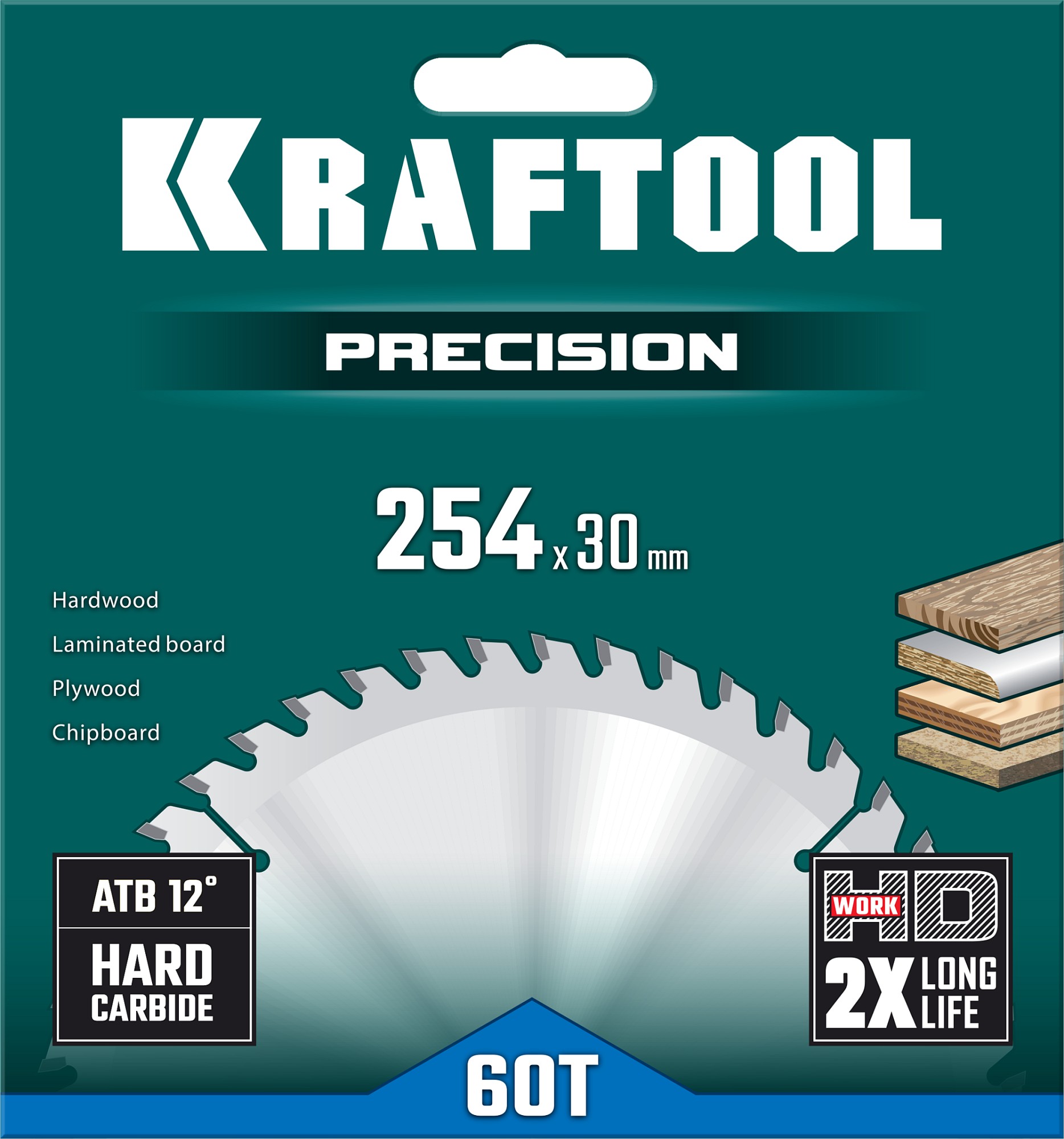 KRAFTOOL Precision, 254 х 30 мм, 60Т, пильный диск по дереву (36952-254-30)