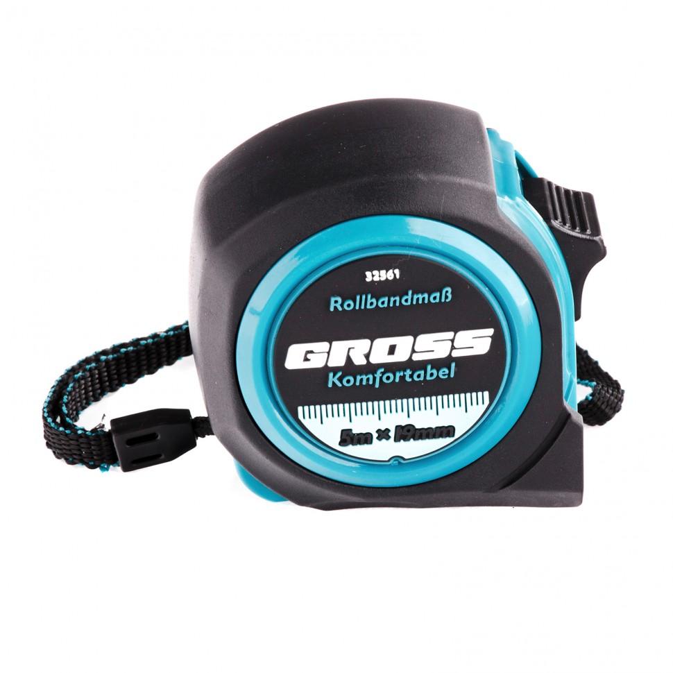 Рулетка Komfortabel 5 м х 19 мм, обрезиненный корпус Gross (32561)