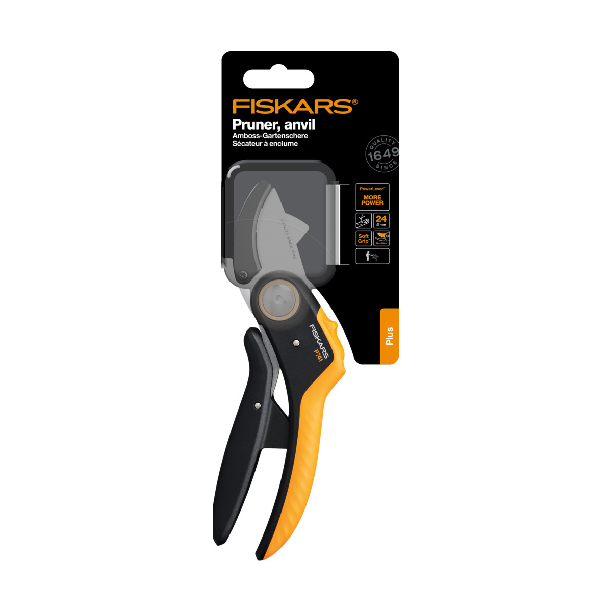 Секатор контактный "plus" powerlever  p741 (1/4) "fiskars" 1057171