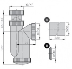 Сифон для мойки с накидной гайкой 1"1/2х50мм M0490 MIANO