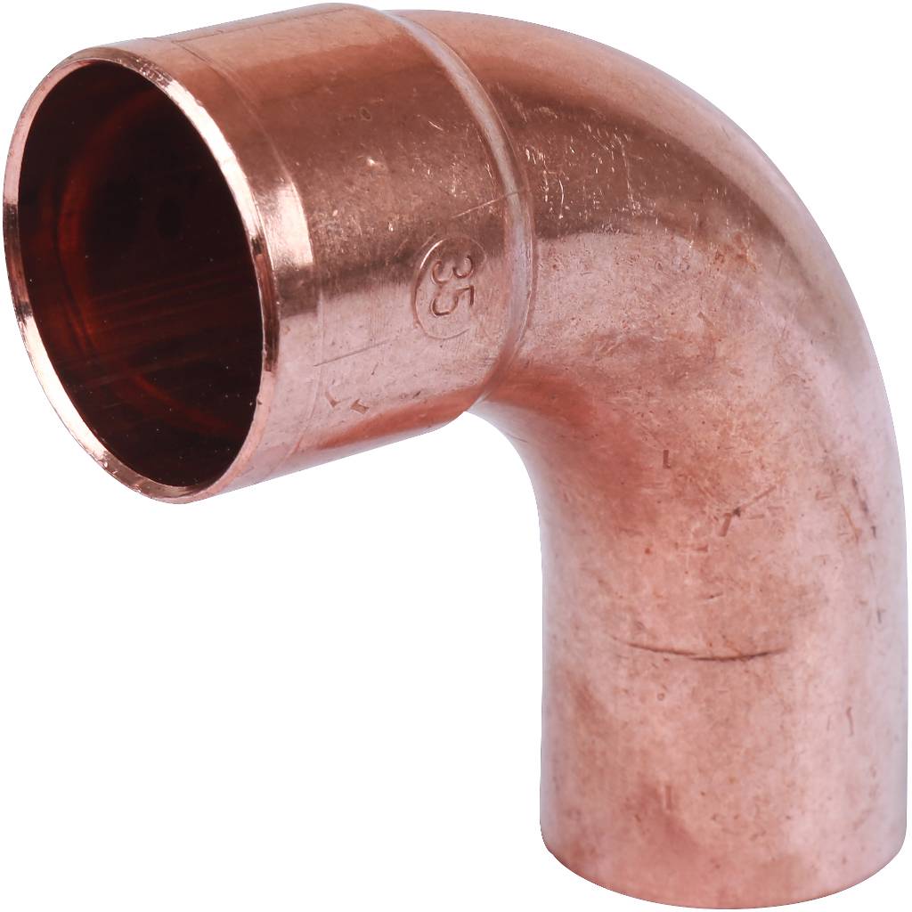 Отвод однораструбный 35 мм / 90° под пайку медный SANHA 15001A35