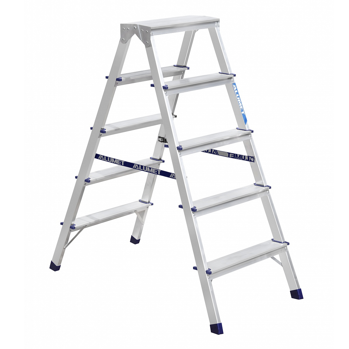 Стремянка двухсторонняя алюминиевая 5 ступеней (1) "алюмет"