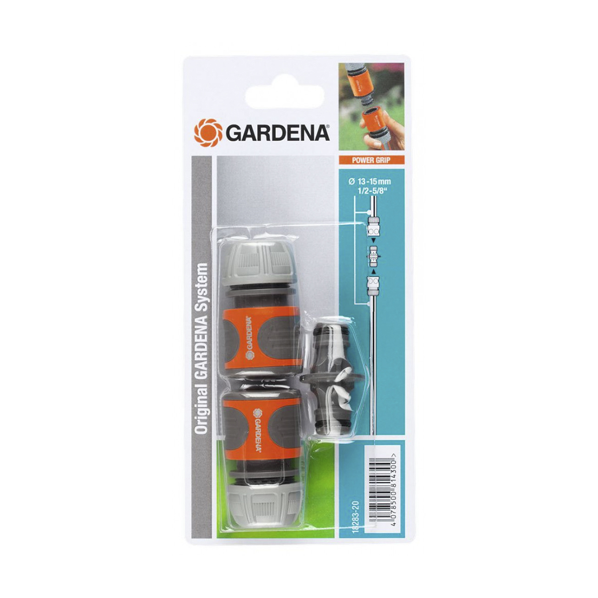 Коннектор для шлангов 1/2-5/8” (набор 2 коннектора+1 переходник) (1/10) "gardena" 18283-20.000.00