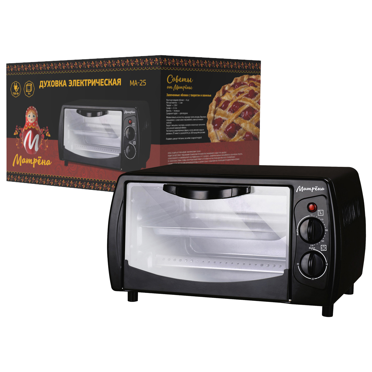 Духовка электрическая "матрёна" ма-25  9 л (черная) (1)